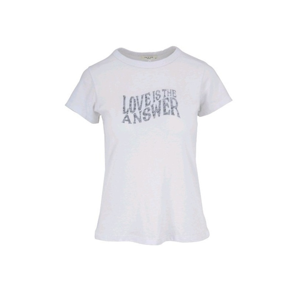 Rag & Bone Love Is The Answer Graphic Tee White Cotton Crew Neck Size M NWT $115